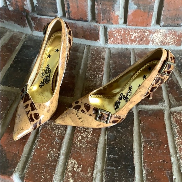 naughty monkey Shoes - Naughty Monkey faux cork buckle stilettos 8